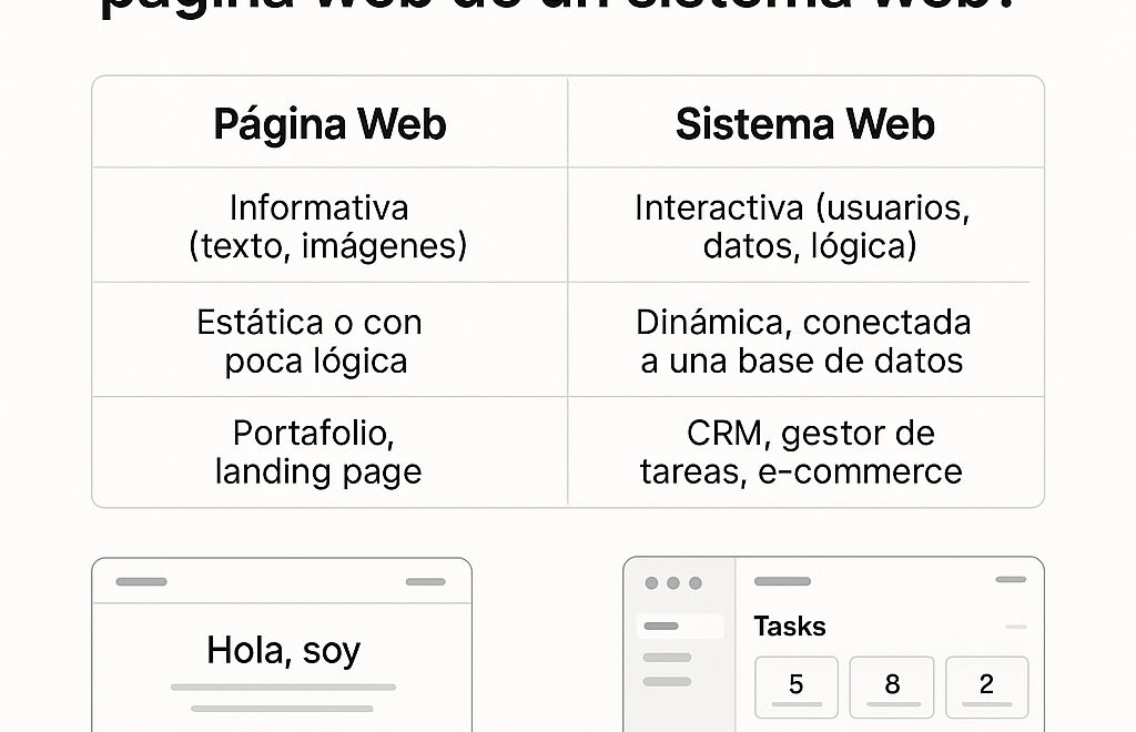 ¿En qué se diferencia una página web de un sistema web?